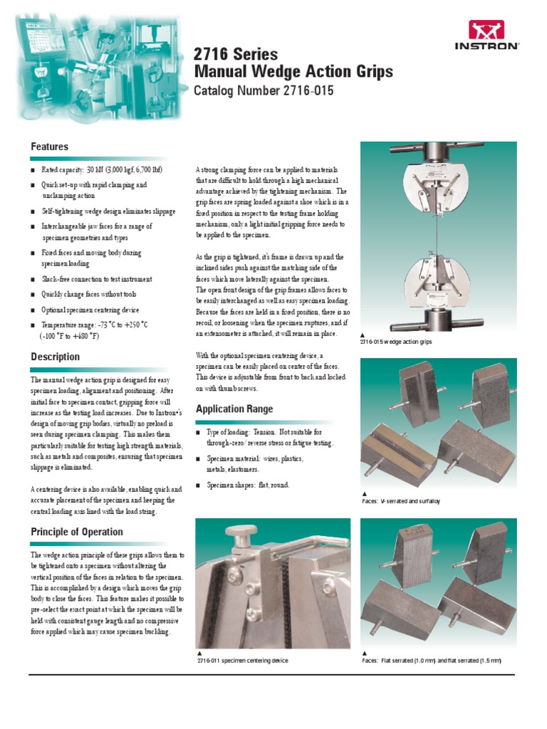 2716 Series Manual Wedge Action Grips: Catalog Number 2716-015 | PDF