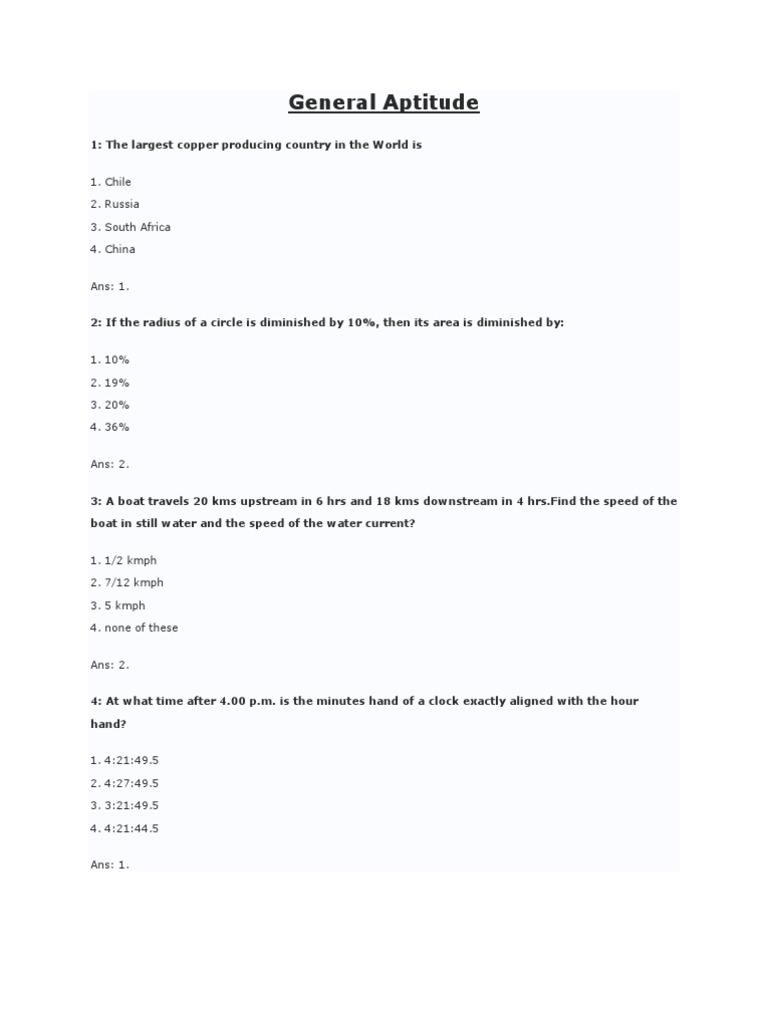 General Aptitude Test Questions | PDF | Science & Mathematics