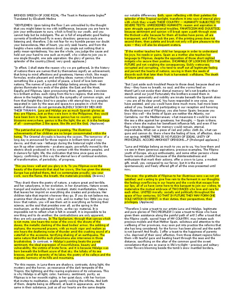 Brindis speech of jose rizal analysis picture