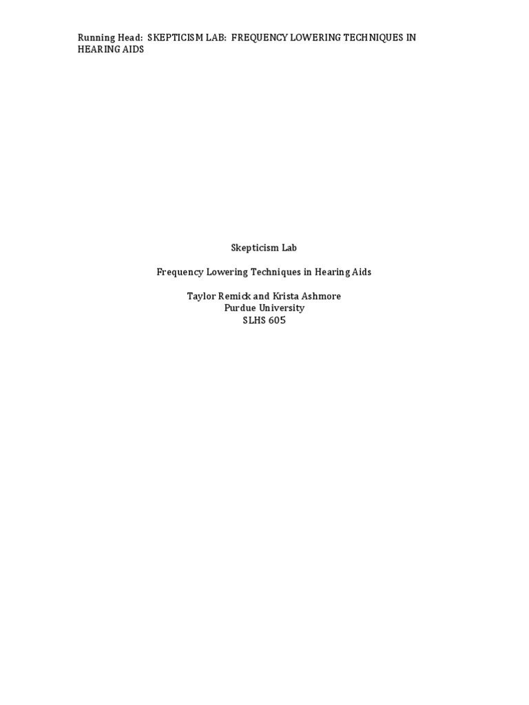 Frequency Lowering in Hearing Aids | PDF | Hearing Aid | Hearing Loss