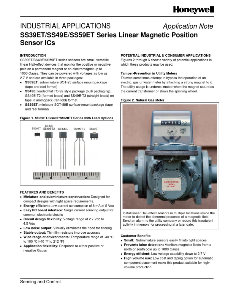 SS39ET/SS49E/SS59ET Series Linear Position Sensor ICs PDF