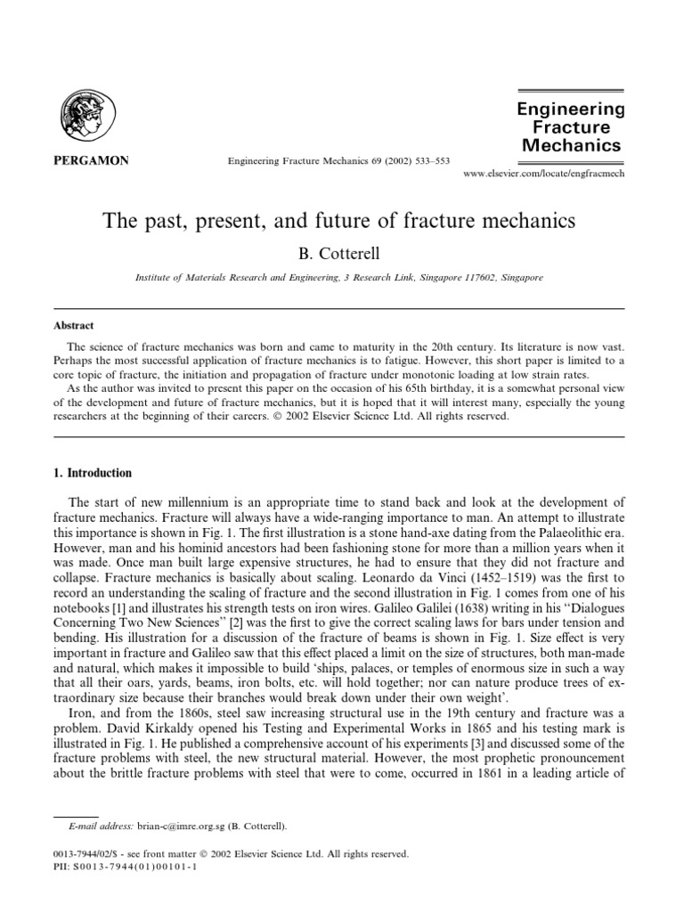 The Past, Present, and Future of Fracture Mechanics | PDF