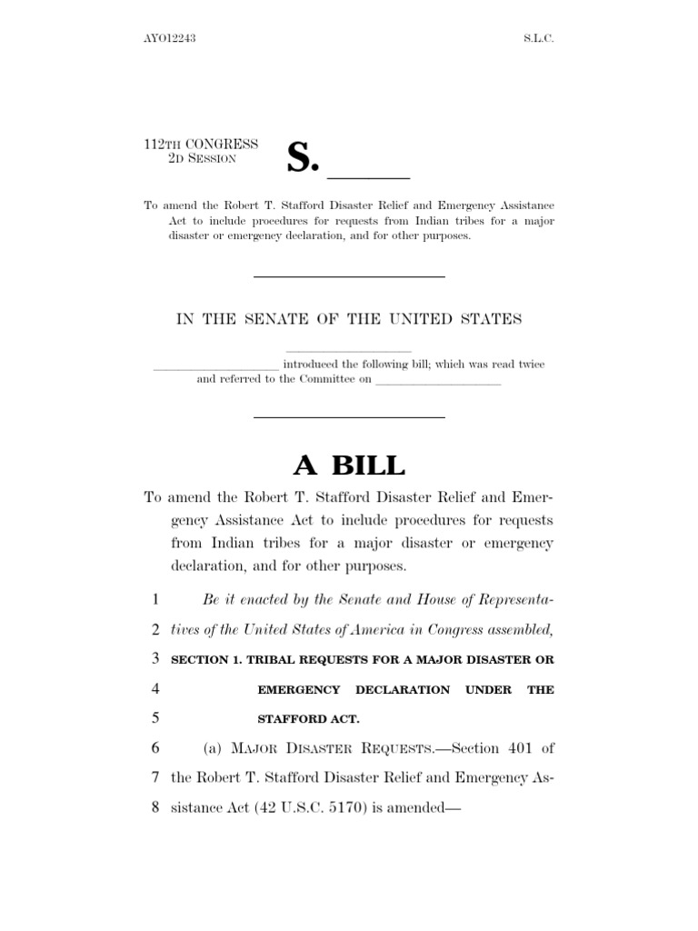 2012313 Bill To Allow Tribes To Request Disaster Declaration Under