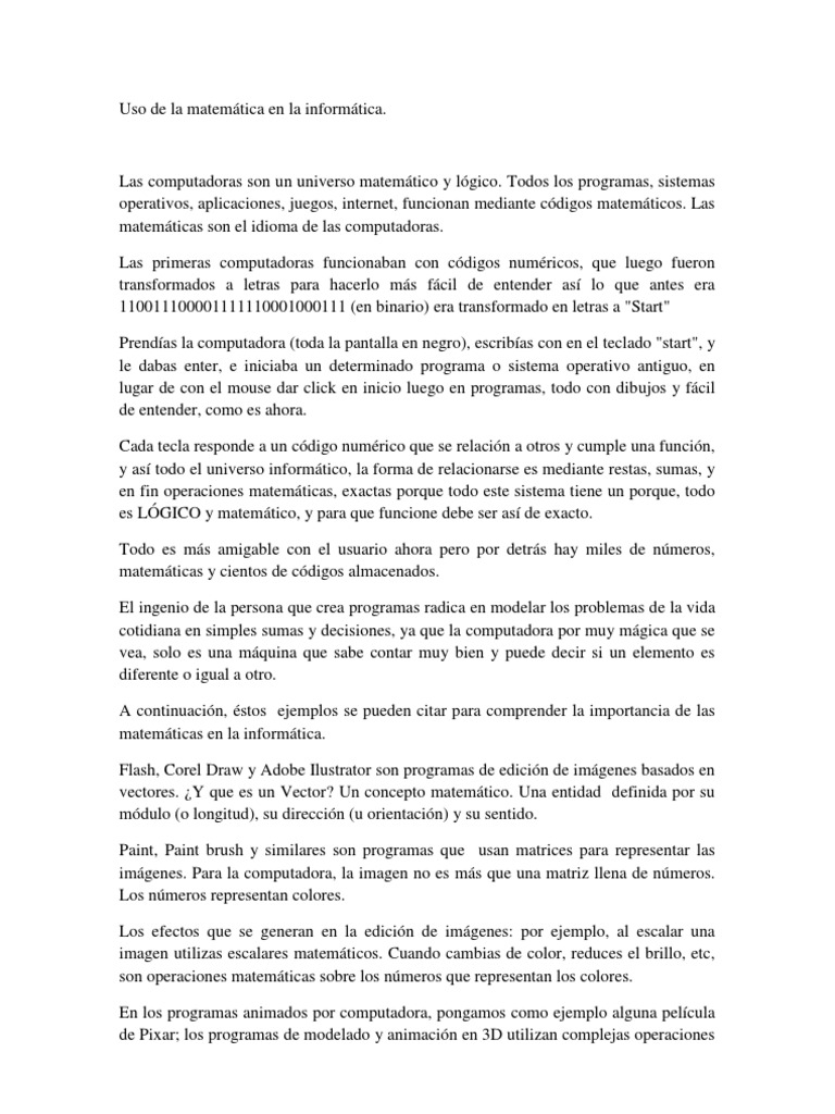 Matemáticas en Informática: Clave Esencial | PDF | Programa de ...