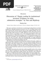 Discussion on - Equity Trading by Institutional Investors (JBF 2003)