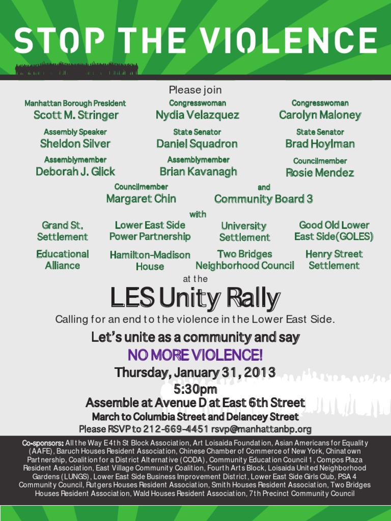 LES Unity Rally Against Violence | PDF | Lower East Side | Manhattan