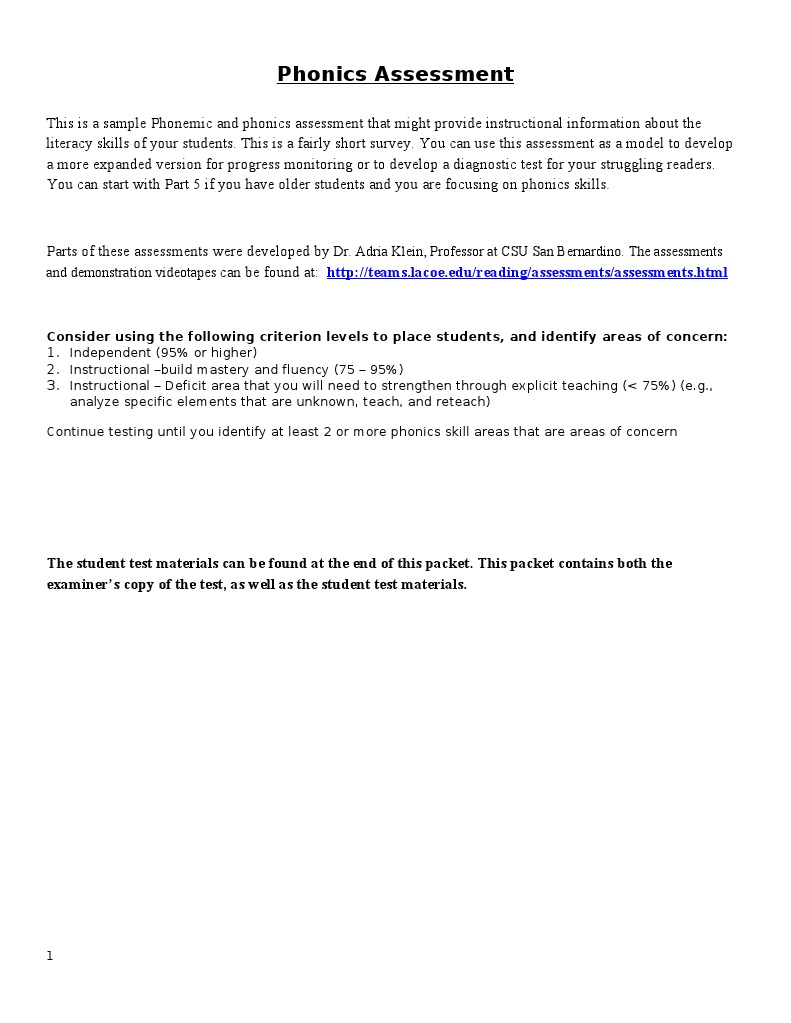 Phonics Skills Assessment Guide | PDF | Phonics | Educational Assessment