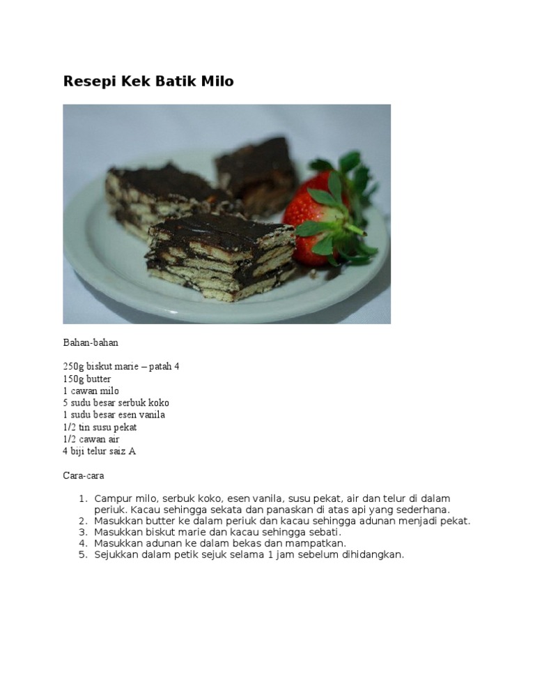 Resepi Kek Batik Milo Pdf