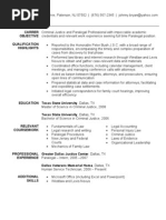 Paralegal Resume Sample