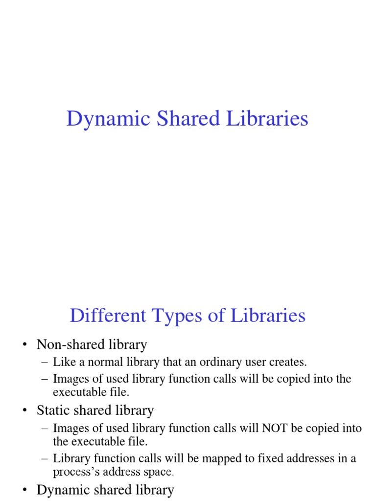 Dynamic Shared Libraries | PDF | Library (Computing) | Pointer ...