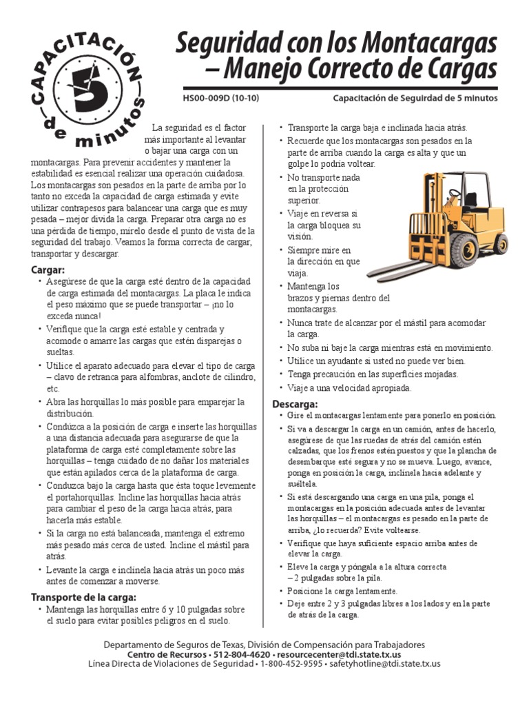 Seguridad en el Manejo de Montacargas | PDF | Máquina elevadora | Camión
