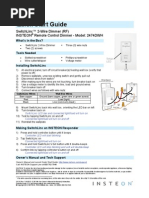 Quick Start Guide: Switchlinc™ 2-Wire Dimmer (RF) Insteon Remote Control Dimmer - Model: 2474Dwh