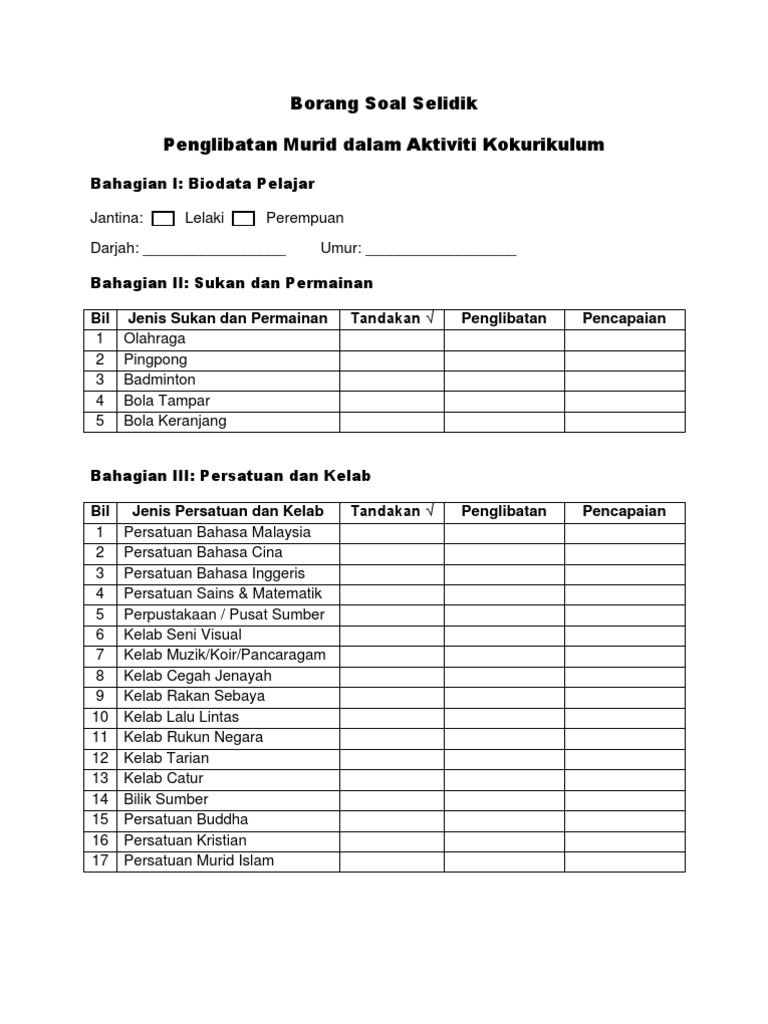 Borang Soal Selidik Pdf