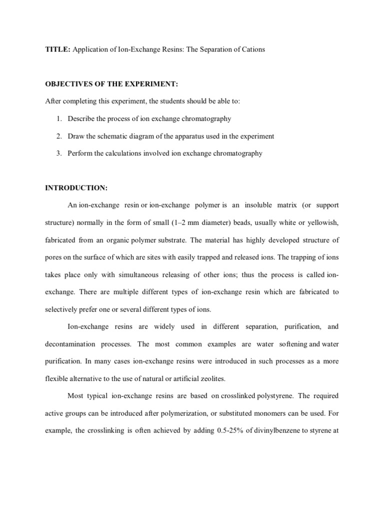 Experiment Separation Of Cations Pdf