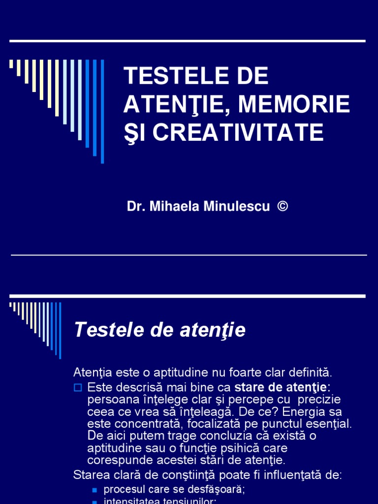 Testele de Atentie Si Memorie | PDF