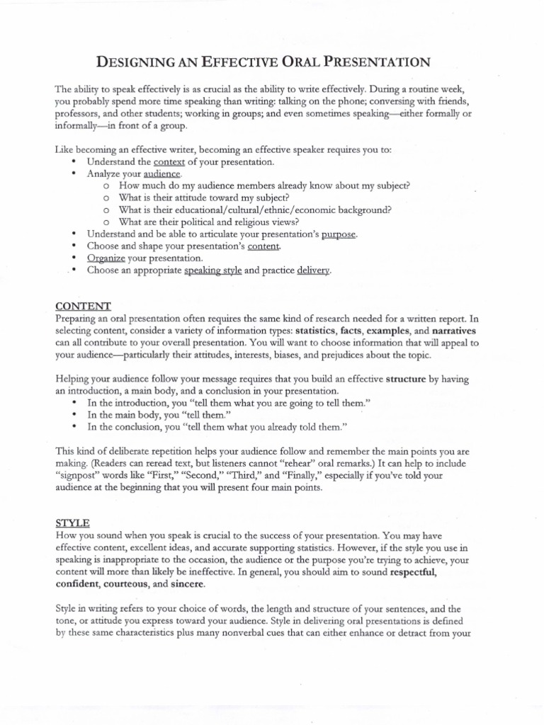 Designing An Effective Oral Presentation | PDF | Public Speaking ...