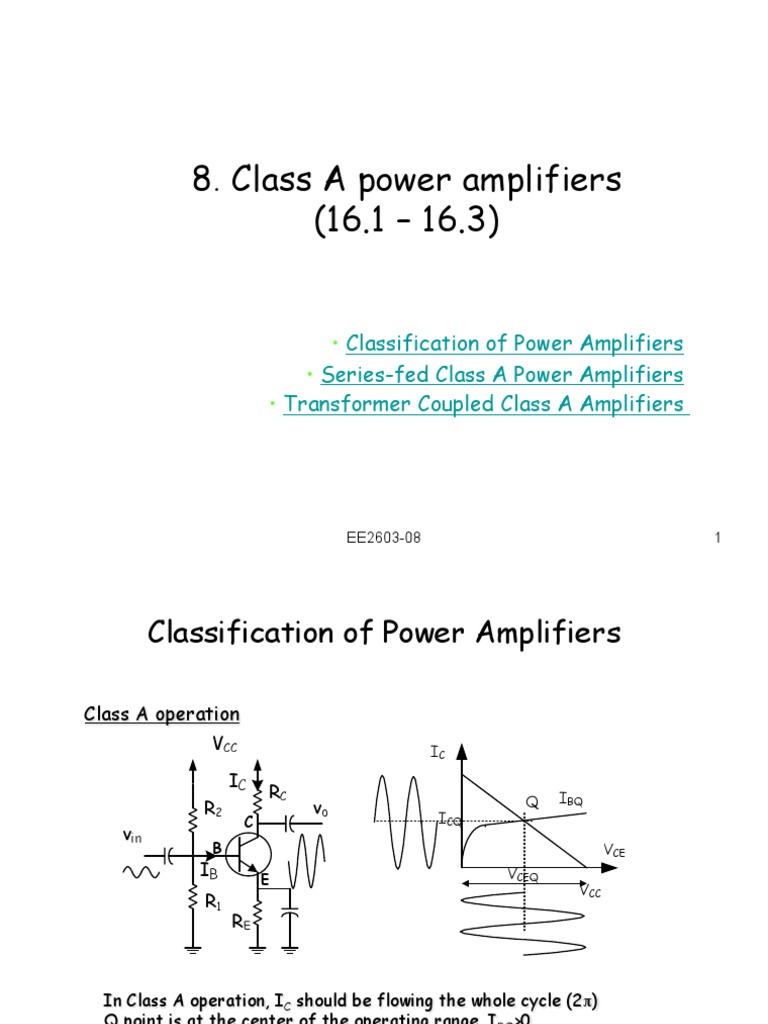 Class A Power Amplifier Overview | PDF | Amplifier | Analog Circuits