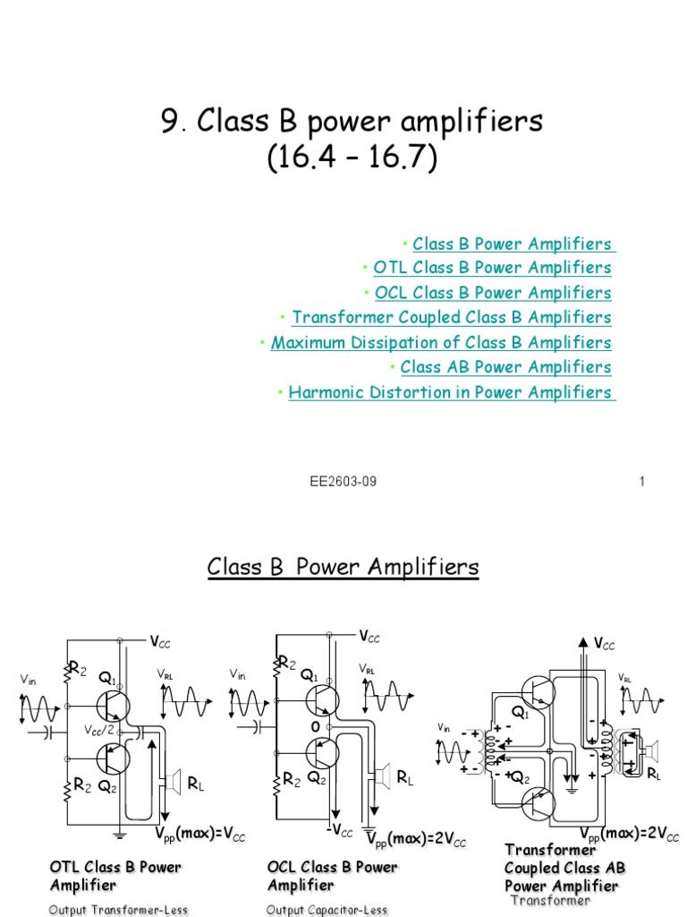 Class B Power Amplifiers Amplifier Analog Circuits