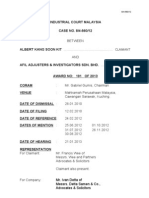 Case No. 8/4-560/12 Between Albert Kang Soon Kit .......................................... Claimant and Afil Adjusters & Investigators Sdn. Bhd. .............. Company