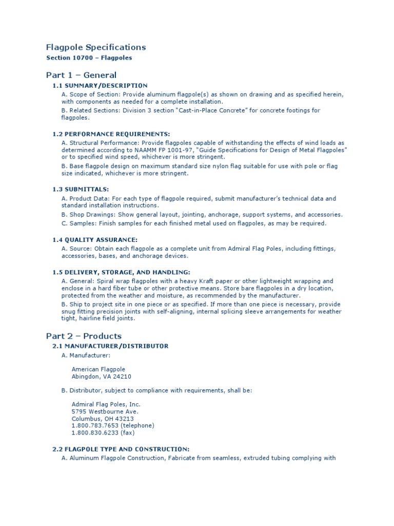 Flagpole Specifications PDF Flag Specification (Technical Standard)