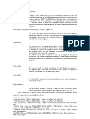 Fundamentação Teorica Relatorio 2, PDF, Velocidade