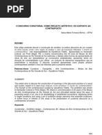 O DISCURSO CURATORIAL COMO PROJETO ARTÍSTICO - DO EXPOSTO AO CONTRAPOSTO