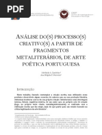 ANÁLISE DO(S) PROCESSO(S) CRIATIVO(S) A PARTIR DE FRAGMENTOS METALITERÁRIOS, DE ARTE POÉTICA PORTUGUESA