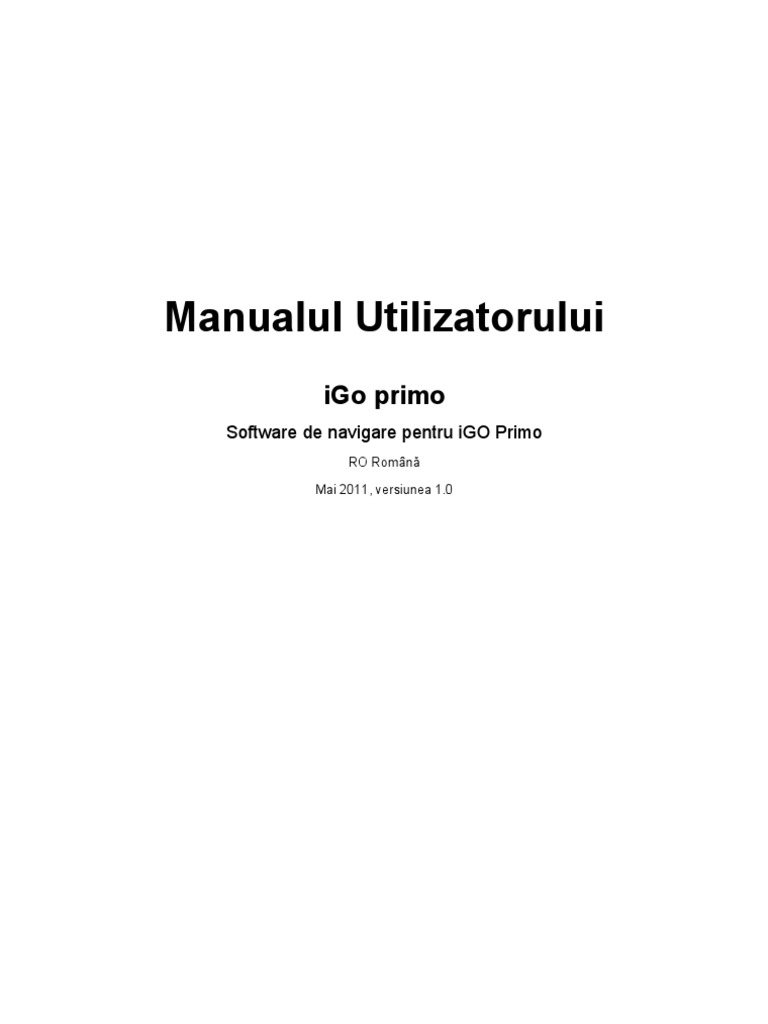 Manual Utilizare Igo Primo | PDF
