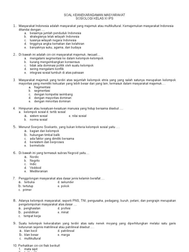 Keanekaragaman Masyarakat