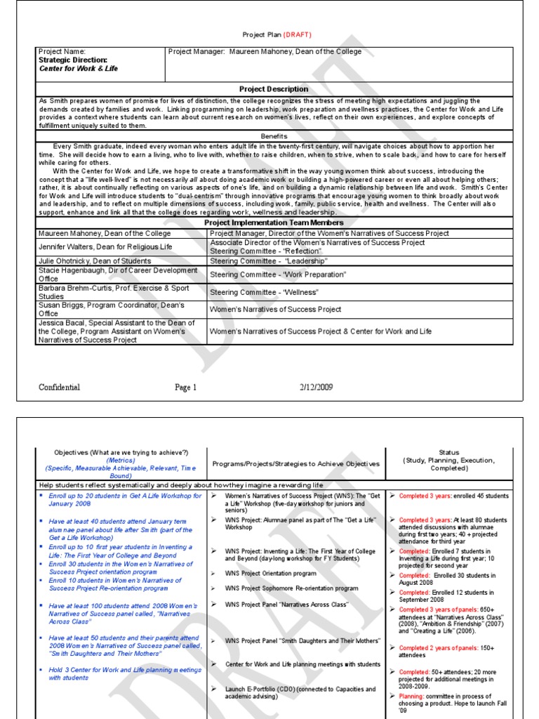 Work & Life Project Plan 121508 | PDF | Leadership | Behavior Modification