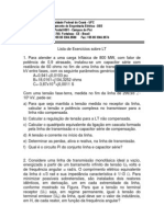 Análise de capacidade de transmissão de linha trifásica com reatância série de 50 Ω