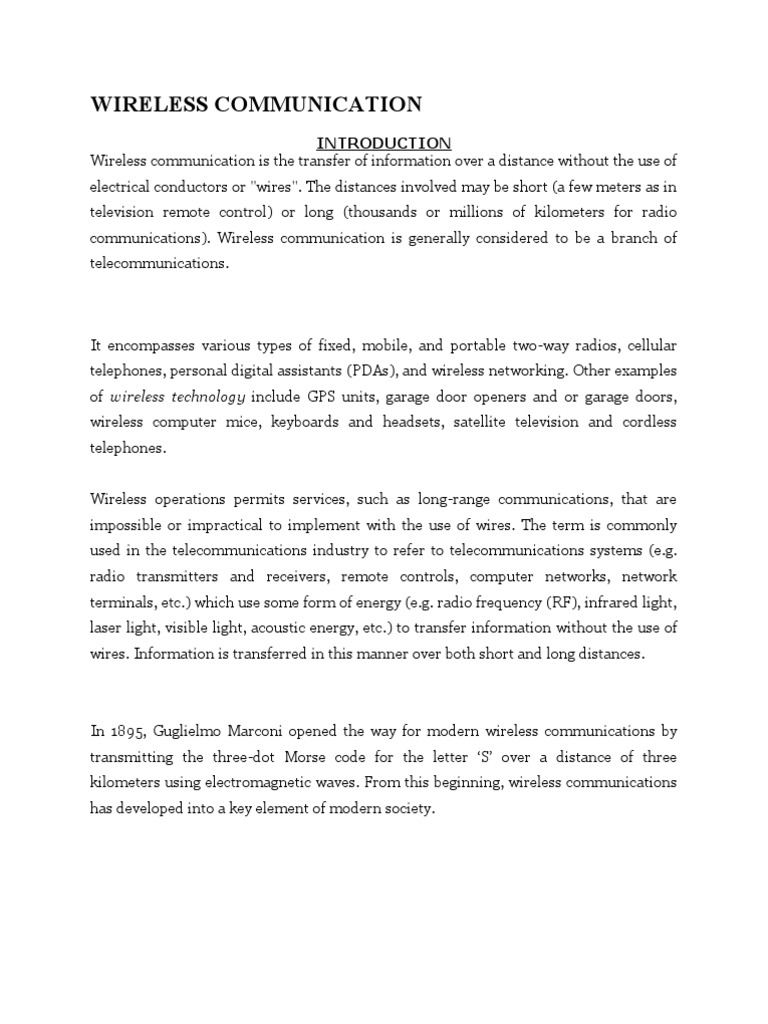 Overview of Wireless Communication Systems | PDF | Wireless | Radio