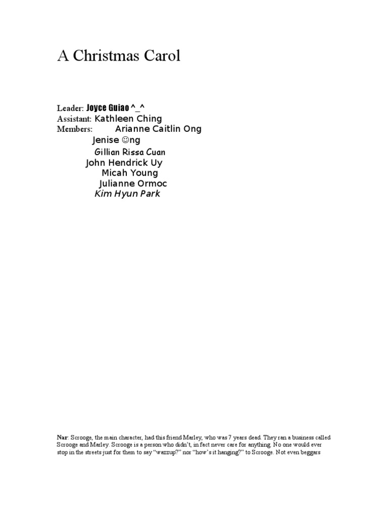 Christmas Carol Script  PDF  Ebenezer Scrooge  Jacob Marley