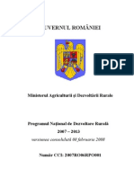 Programul Naţional de Dezvoltare Rurală 2007 - 2013 Versiunea Consolidată 08 Februarie 2008