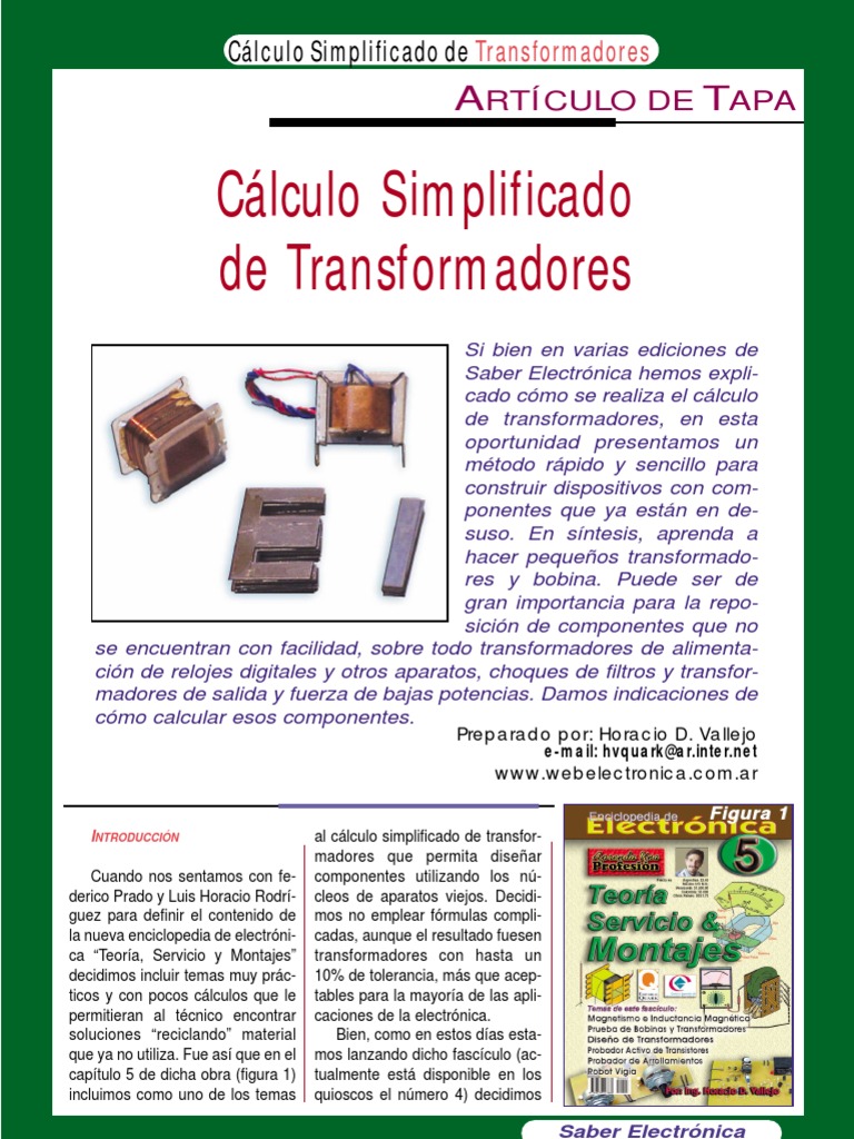 Calculo de Transformadores (Saber Electronica) PDF | PDF, image size:768x1024