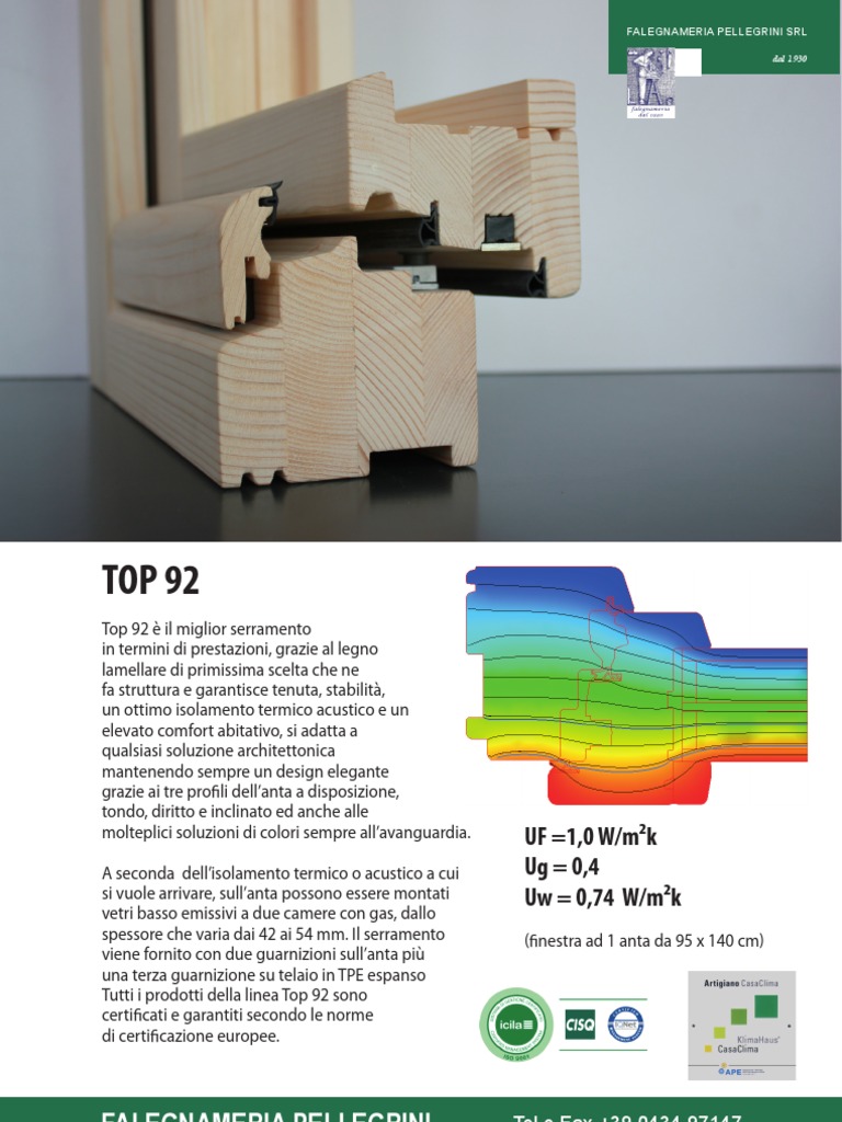 Falegnameria Pellegrini Uf 1 0 W M K Ug 0 4 Uw 0 74 W M K