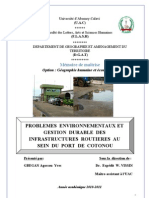 Problemes Environnementaux Et Gestion Durable Des Infrastructures Routieres Au Sein Du Port de Cotonou