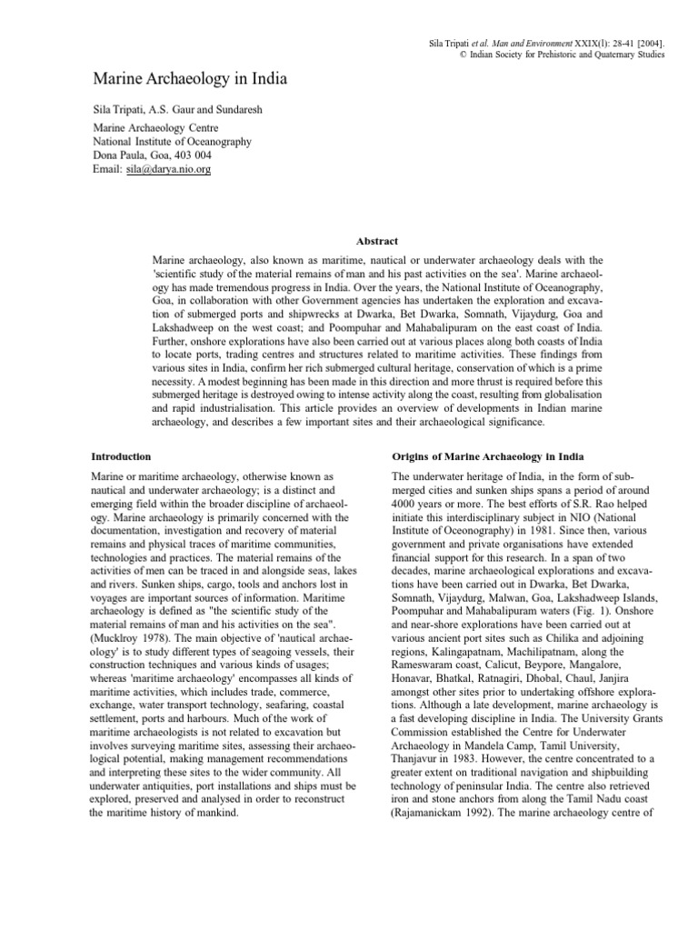 Marine Archaeology in India PDF Scuba Diving Shipwrecks