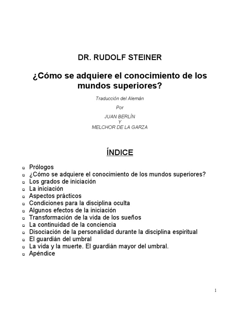 La Iniciacion Rudolf Steiner Pdf Pdf Conocimiento Science