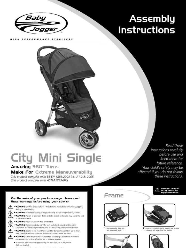 involveret sej prøve Baby Jogger City Mini Stroller Assembly | PDF | Axle | Wheeled Vehicles