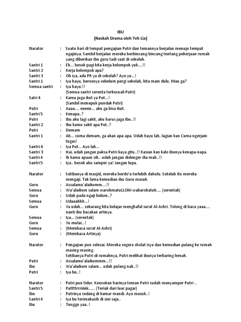 Teks Drama Putri Tidur Pendukung Ilmu