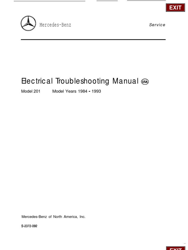 Mercedes-Benz Electrical Manual 1984-1993 | PDF | Switch | Voltage