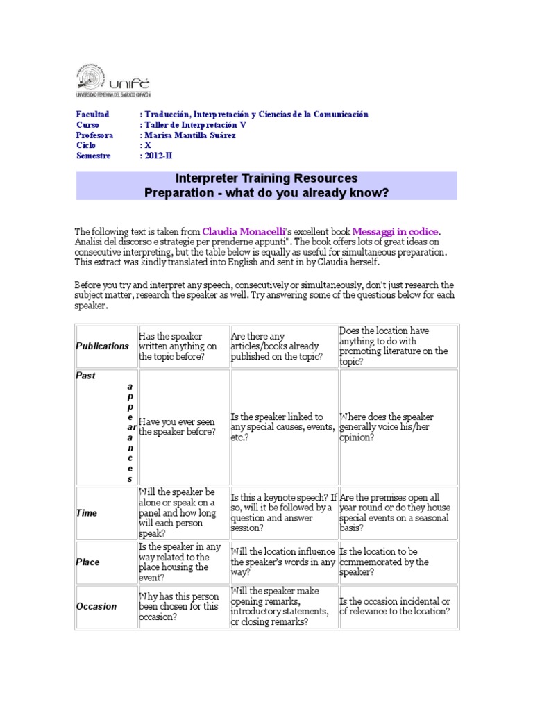Interpreter Training Guide 2012-II | PDF
