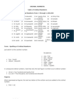 Ordinal Numbers Table of Ordinal Numbers Ordinal Numbers From 1 Through 1,000,000