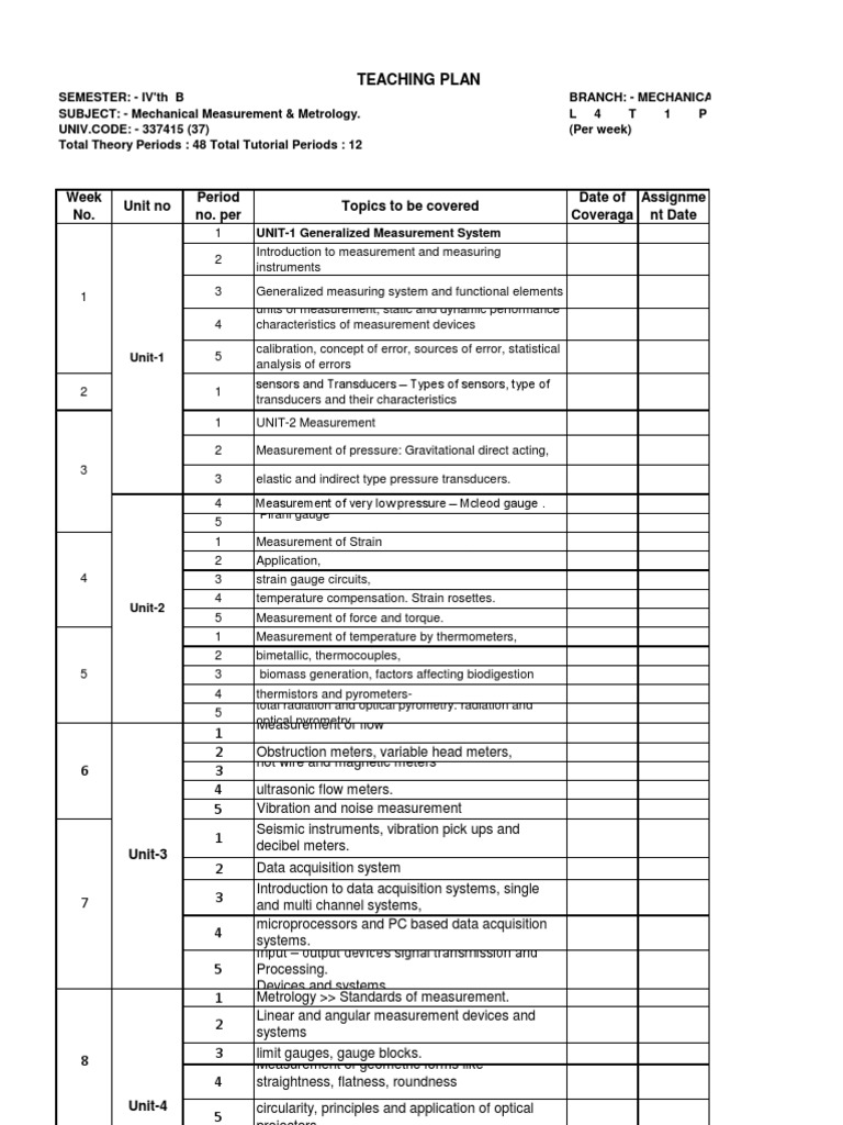 Mechanical Measurement and Metrology PDF