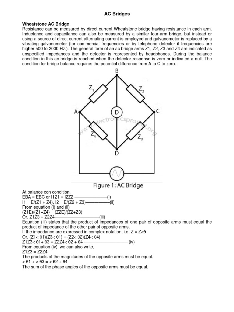 AC Bridges Capacitor Electrical Impedance