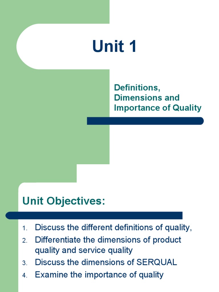 Understanding Quality: Definitions & Dimensions | PDF | Reliability ...