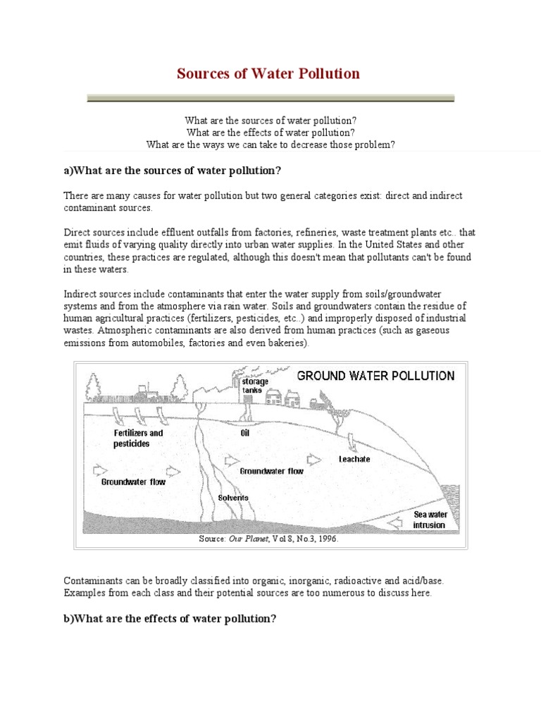 A) What Are The Sources of Water Pollution? | PDF