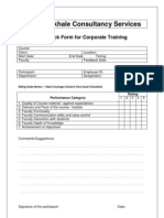 Suhas Gokhale Consultancy Services: Feedback Form For Corporate Training