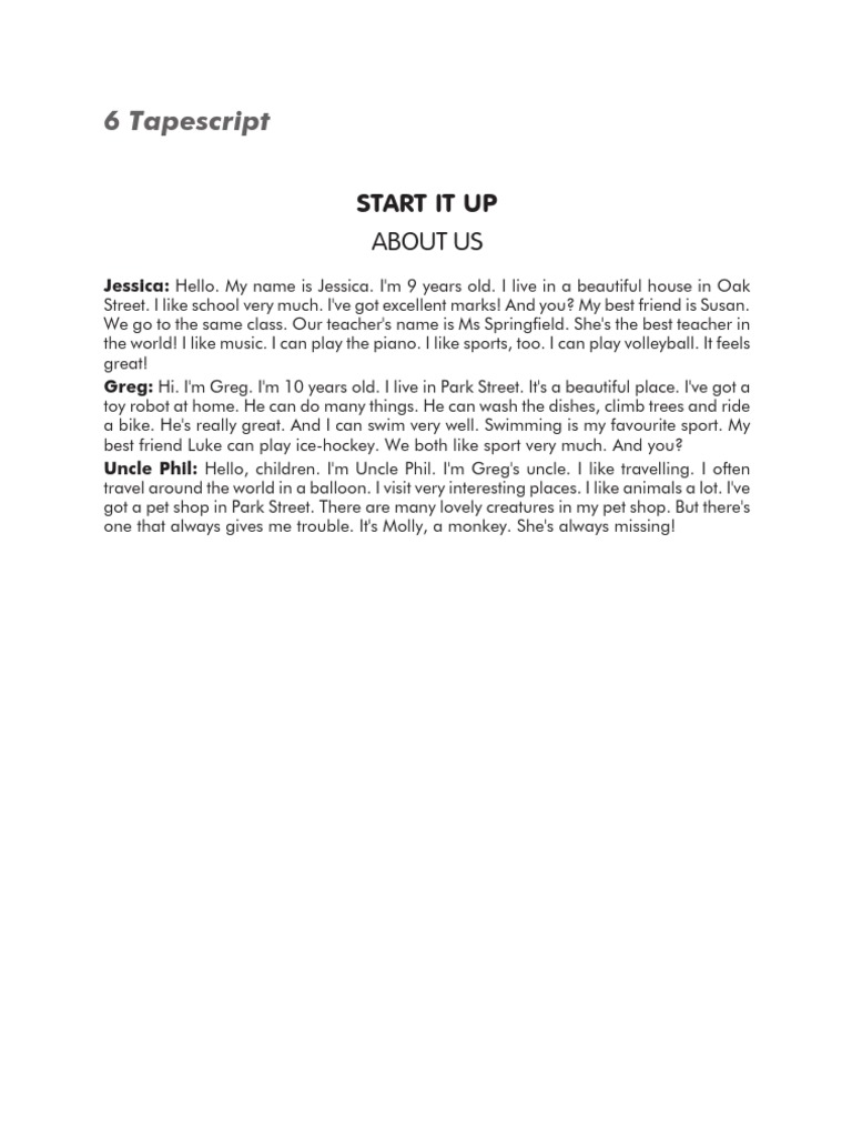 6 Tapescript Start It Up